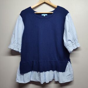 Draper James Knit Sweater Women XXL Blue Short Sleeve